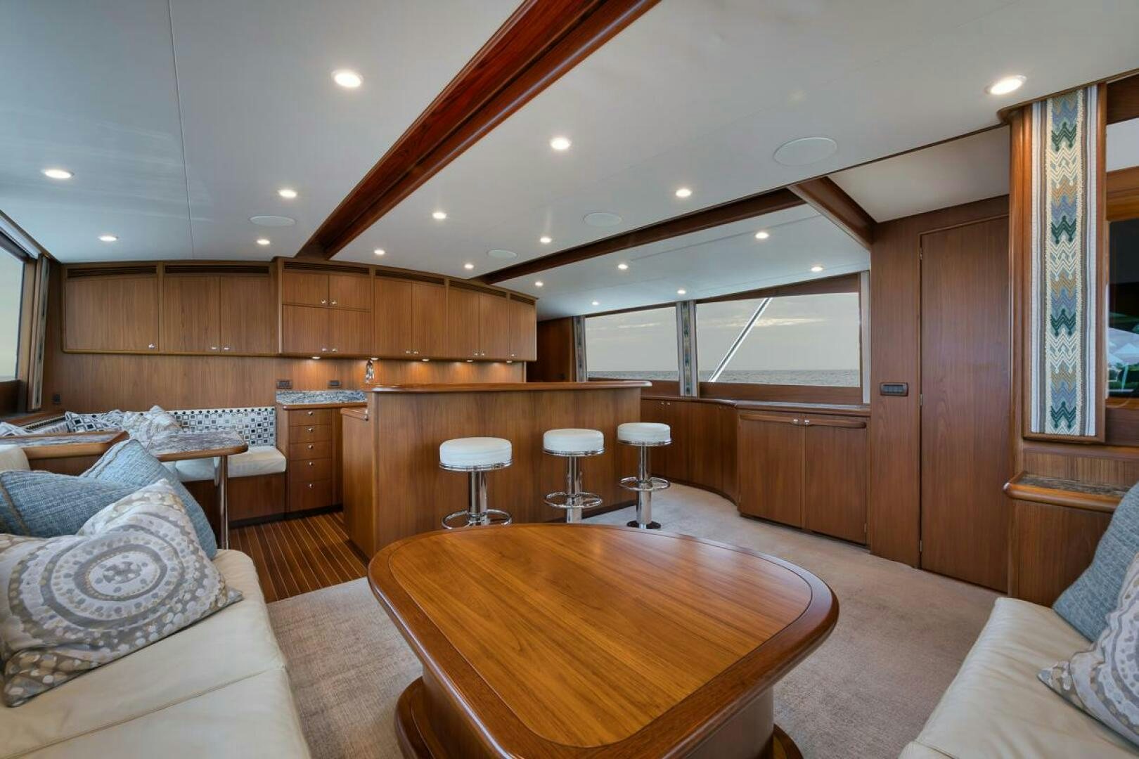 a large modern looking living room aboard PERSISTENCE Yacht for Sale