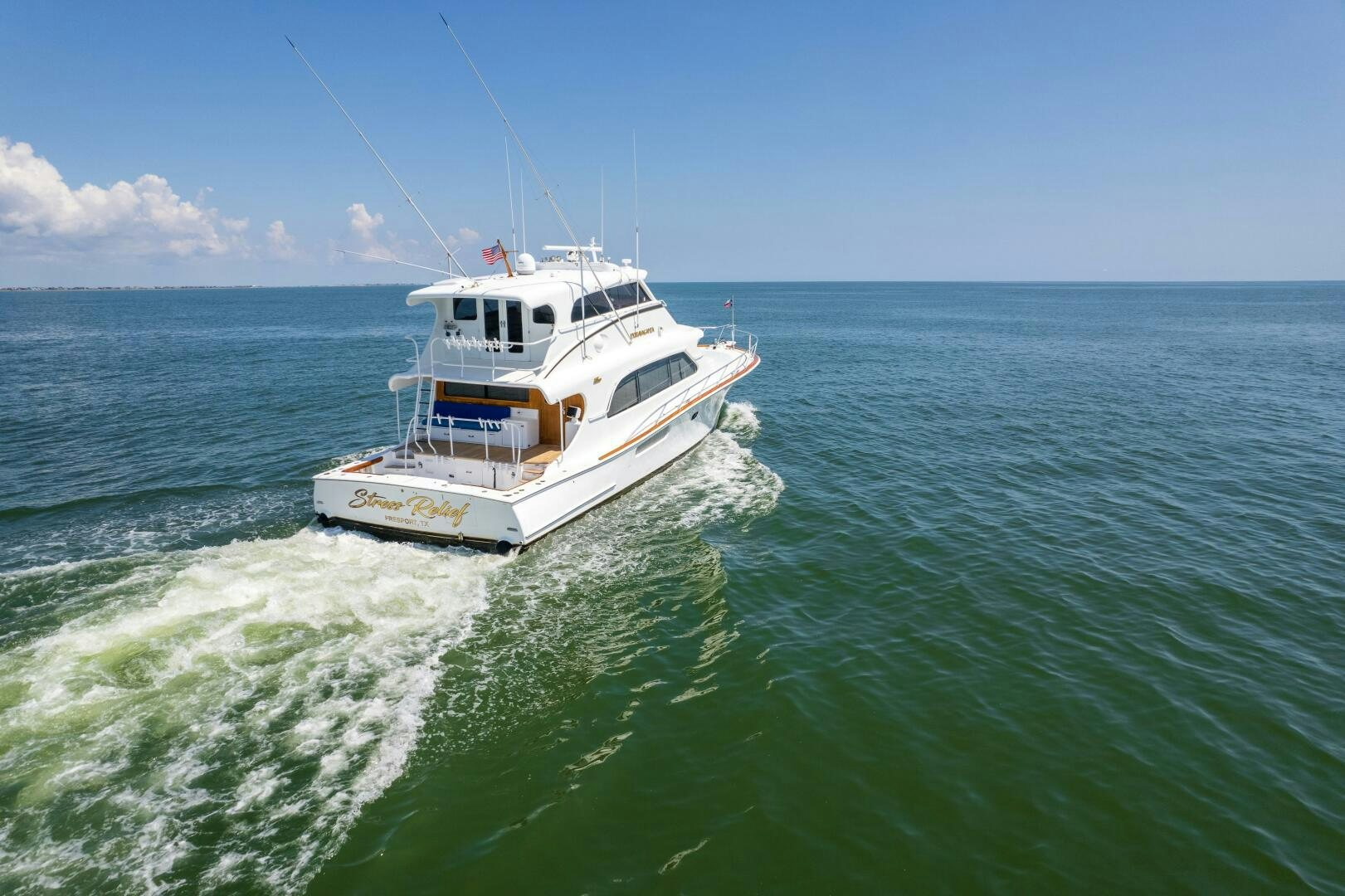 a boat in the water aboard STRESS RELIEFF  Yacht for Sale