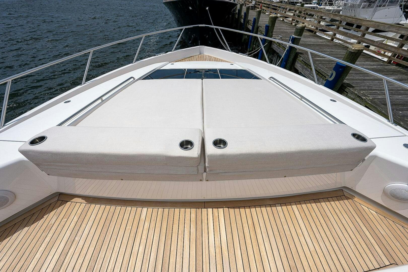 the front of a white boat aboard 75 TRADE Yacht for Sale