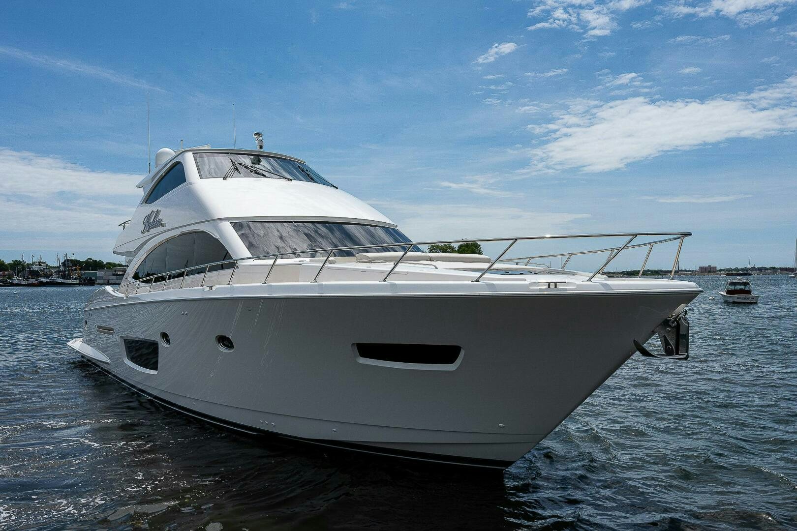 a white yacht on the water aboard 75 TRADE Yacht for Sale