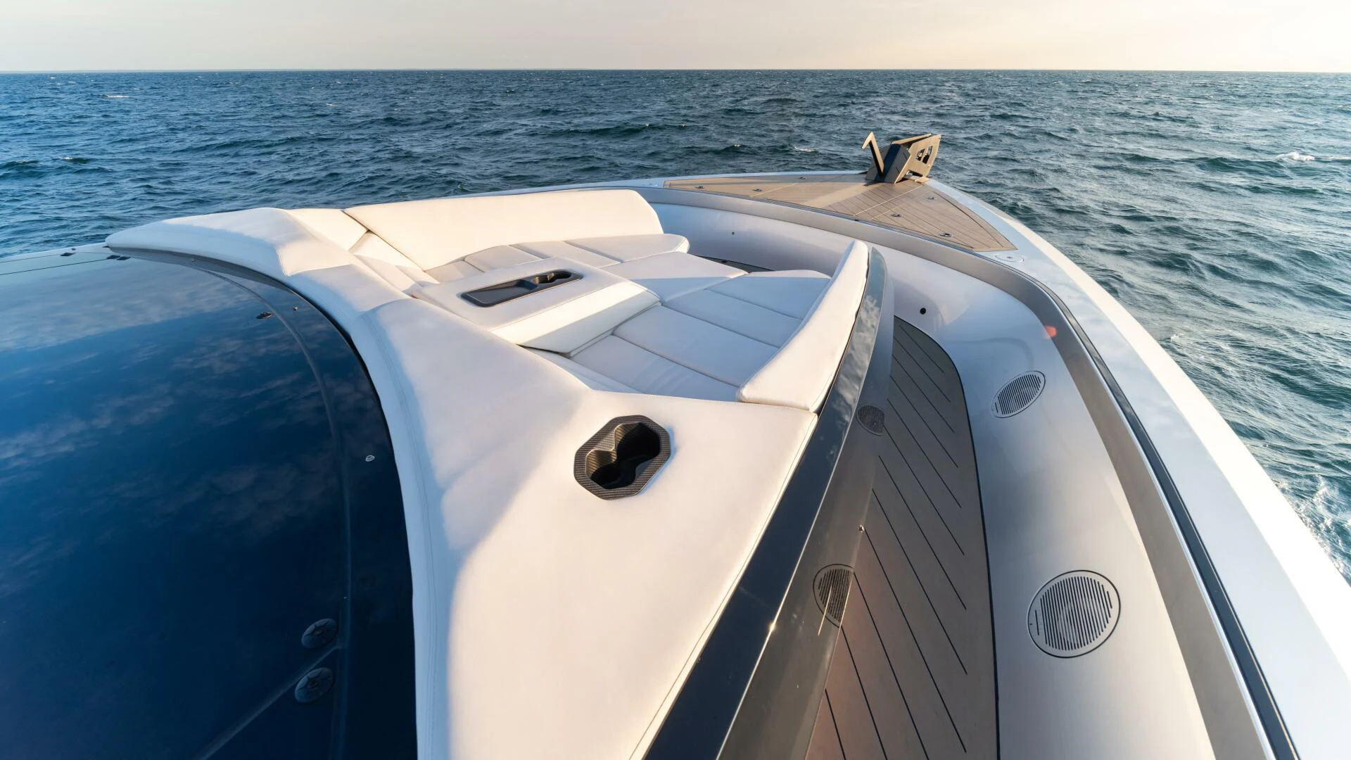 the front of a boat aboard FELLOWSHIP II Yacht for Sale