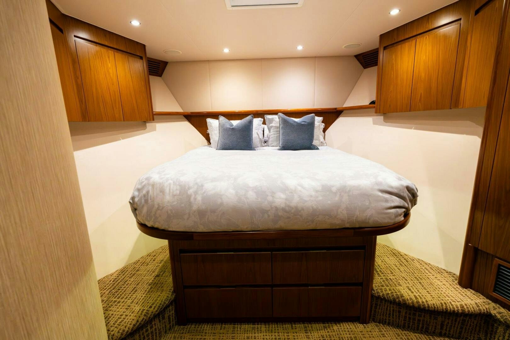 a bed in a room aboard LITTLE AUDREY Yacht for Sale