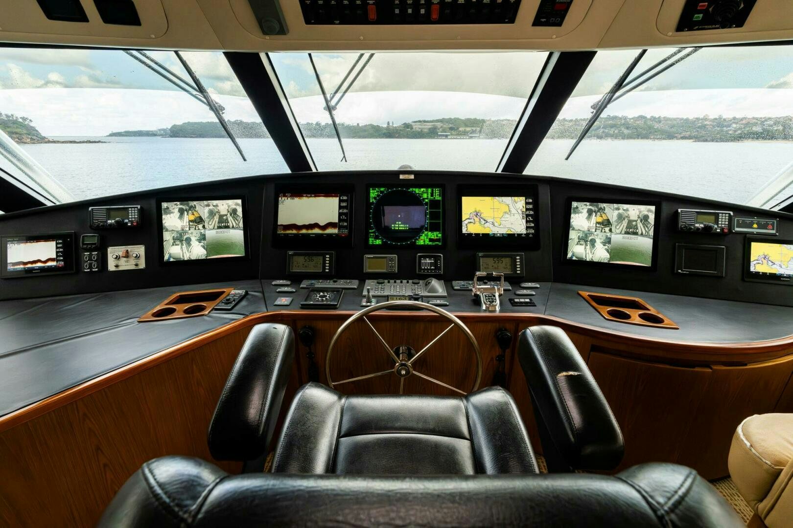 inside of a vehicle with many screens aboard LITTLE AUDREY Yacht for Sale