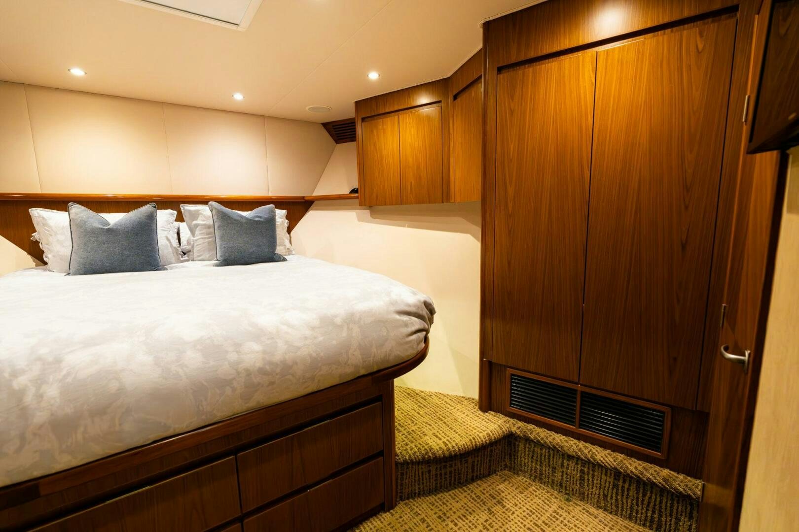 a bed in a room aboard LITTLE AUDREY Yacht for Sale