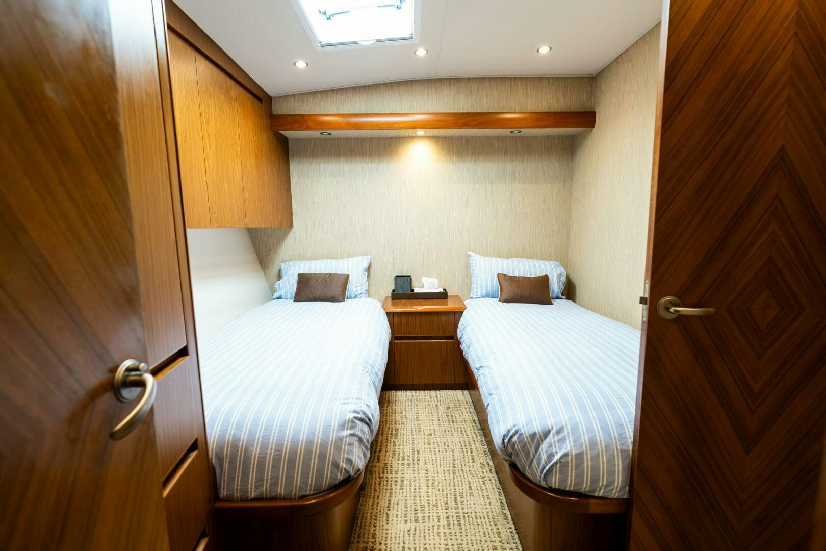 a room with two beds aboard LITTLE AUDREY Yacht for Sale