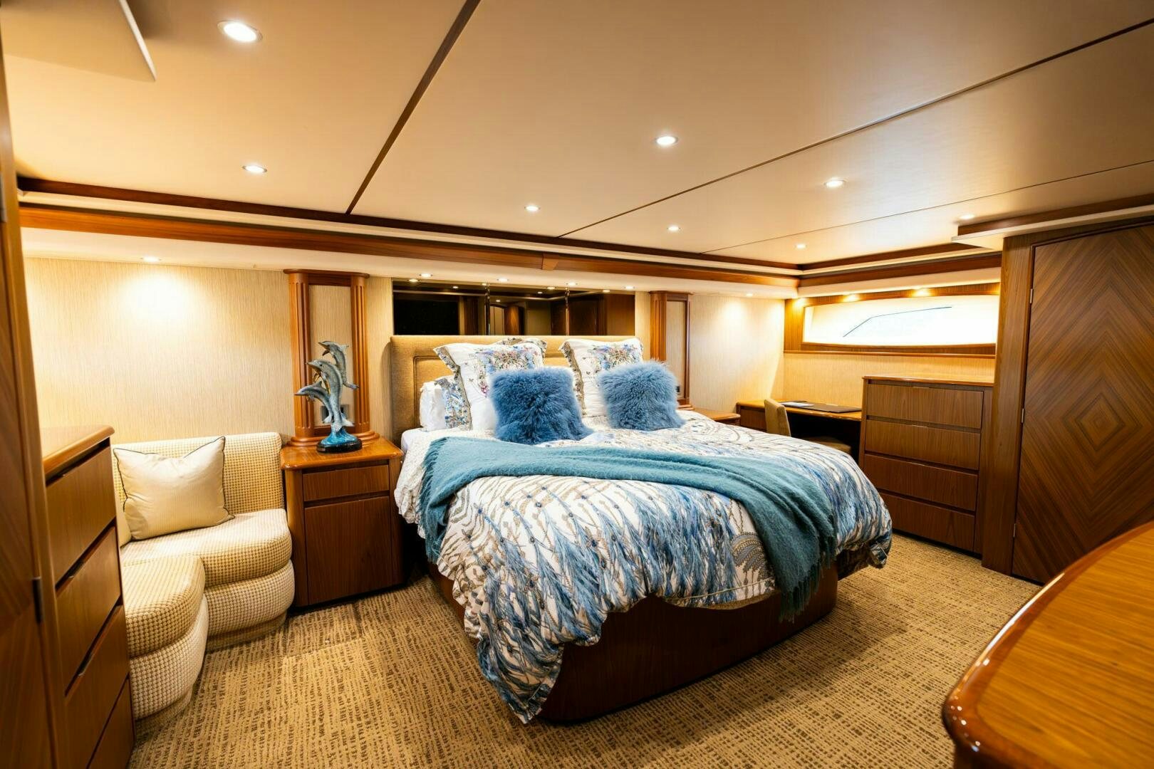 a bed in a room aboard LITTLE AUDREY Yacht for Sale