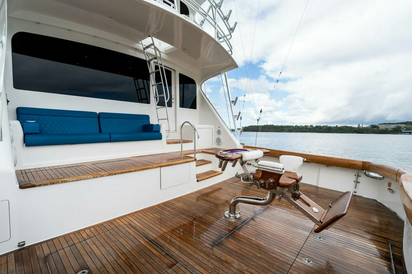 a boat on a deck aboard LITTLE AUDREY Yacht for Sale