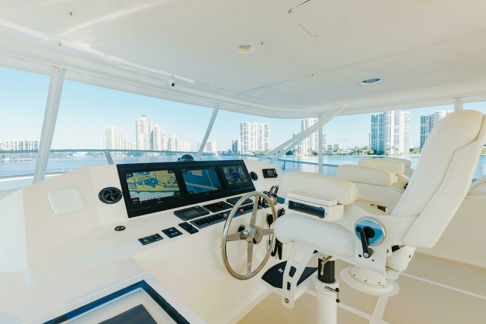 inside of a white car aboard VIRGINIA SEA Yacht for Sale