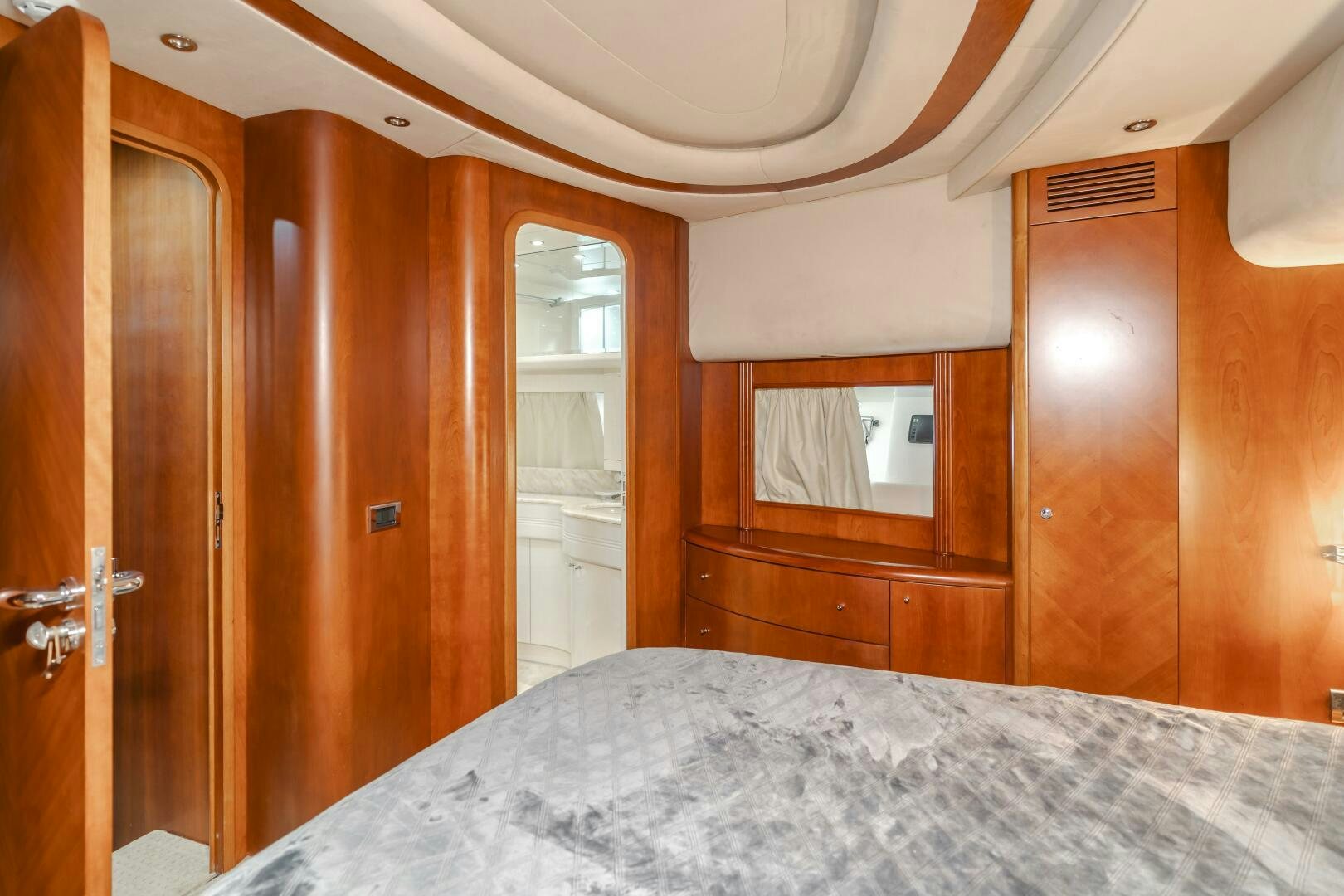 a bed in a room aboard ANEJO Yacht for Sale