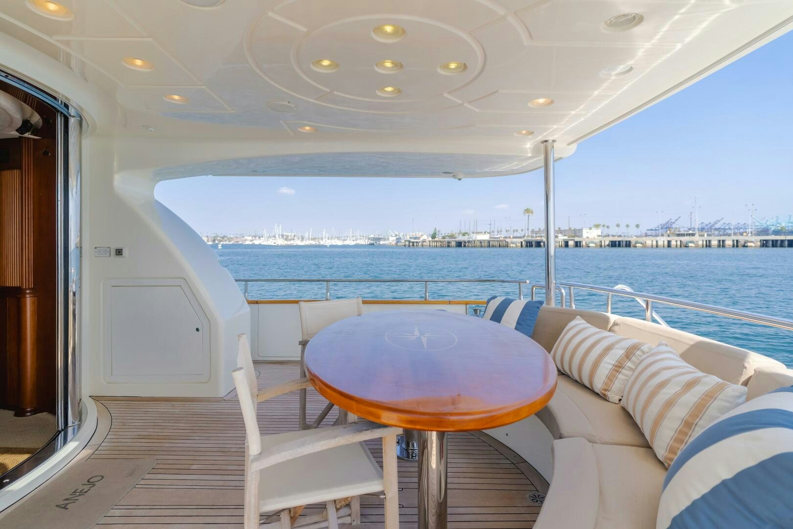 a table on a boat aboard ANEJO Yacht for Sale
