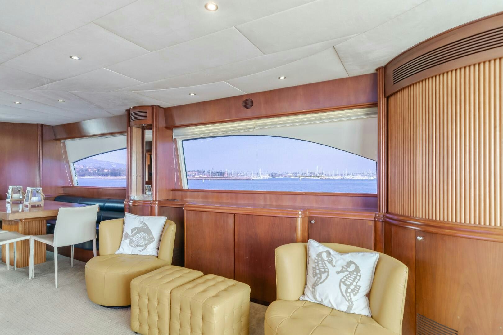 a room with a large window aboard ANEJO Yacht for Sale