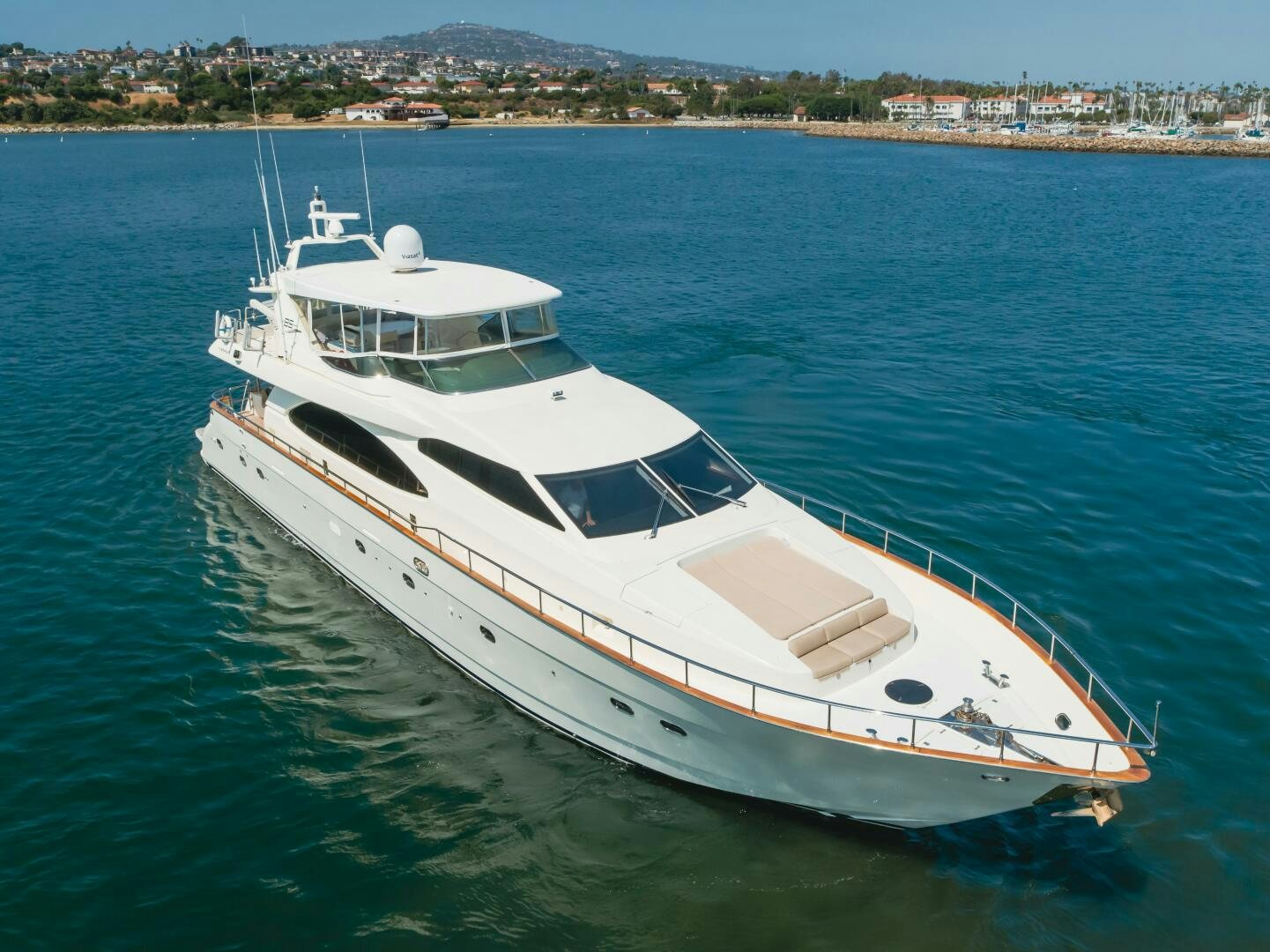 a white boat in the water aboard ANEJO Yacht for Sale