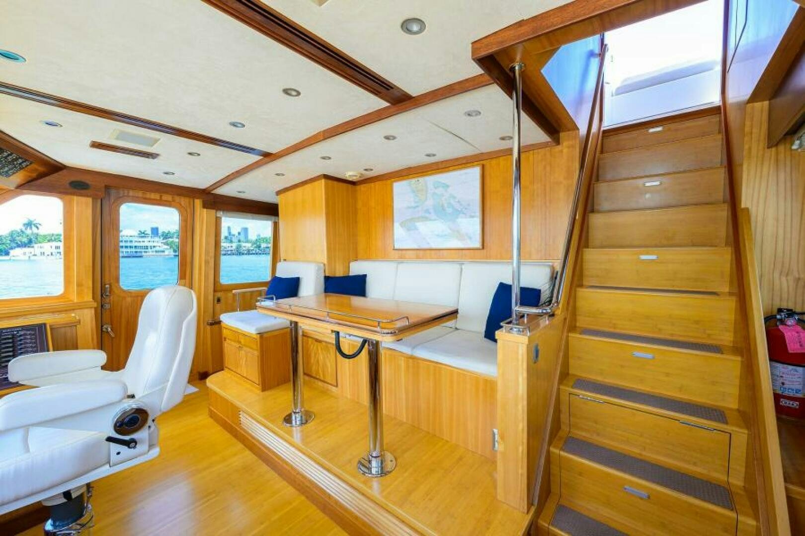 a room with a bunk bed and desk aboard ELECTRA Yacht for Sale