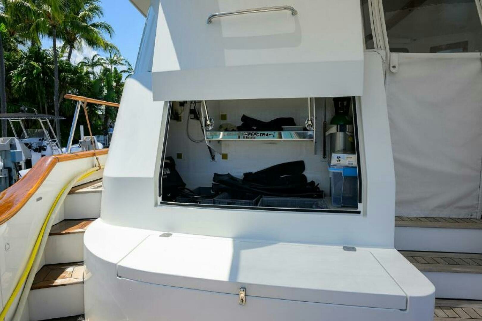 a white machine with a yellow tape aboard ELECTRA Yacht for Sale