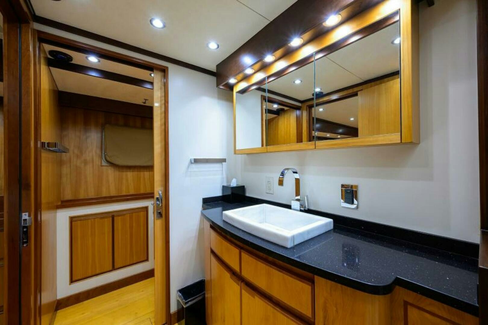 a bathroom with a double sink aboard ELECTRA Yacht for Sale
