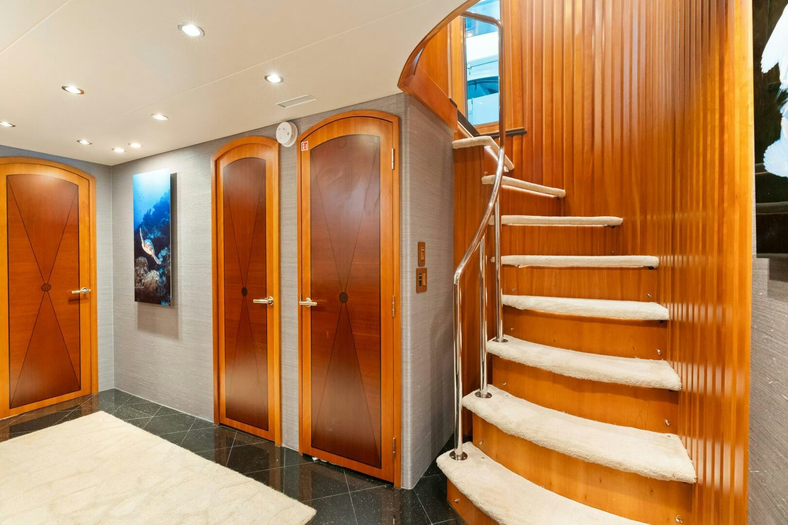 a wooden door and a wooden door aboard INEVITABLE Yacht for Sale