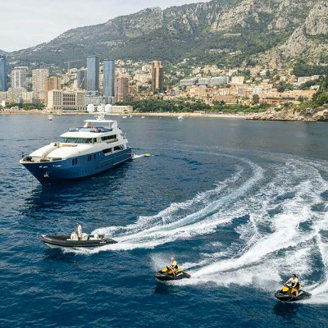 a boat and a boat on water aboard IRAMA Yacht for Sale