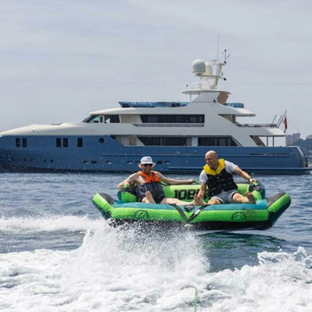 a boat with a boat in the background aboard IRAMA Yacht for Sale