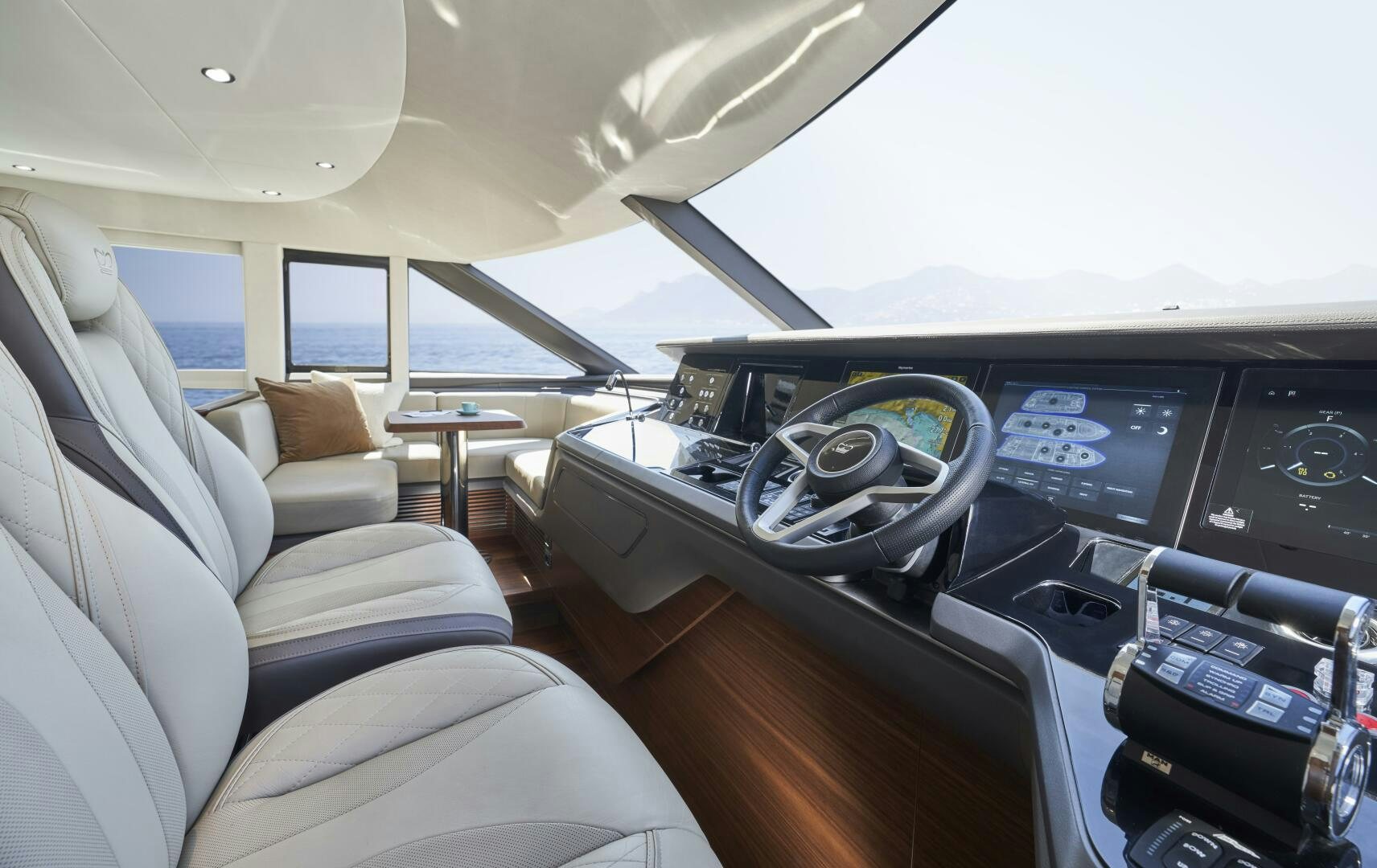 inside of a car aboard PRINCESS Y80 Yacht for Sale