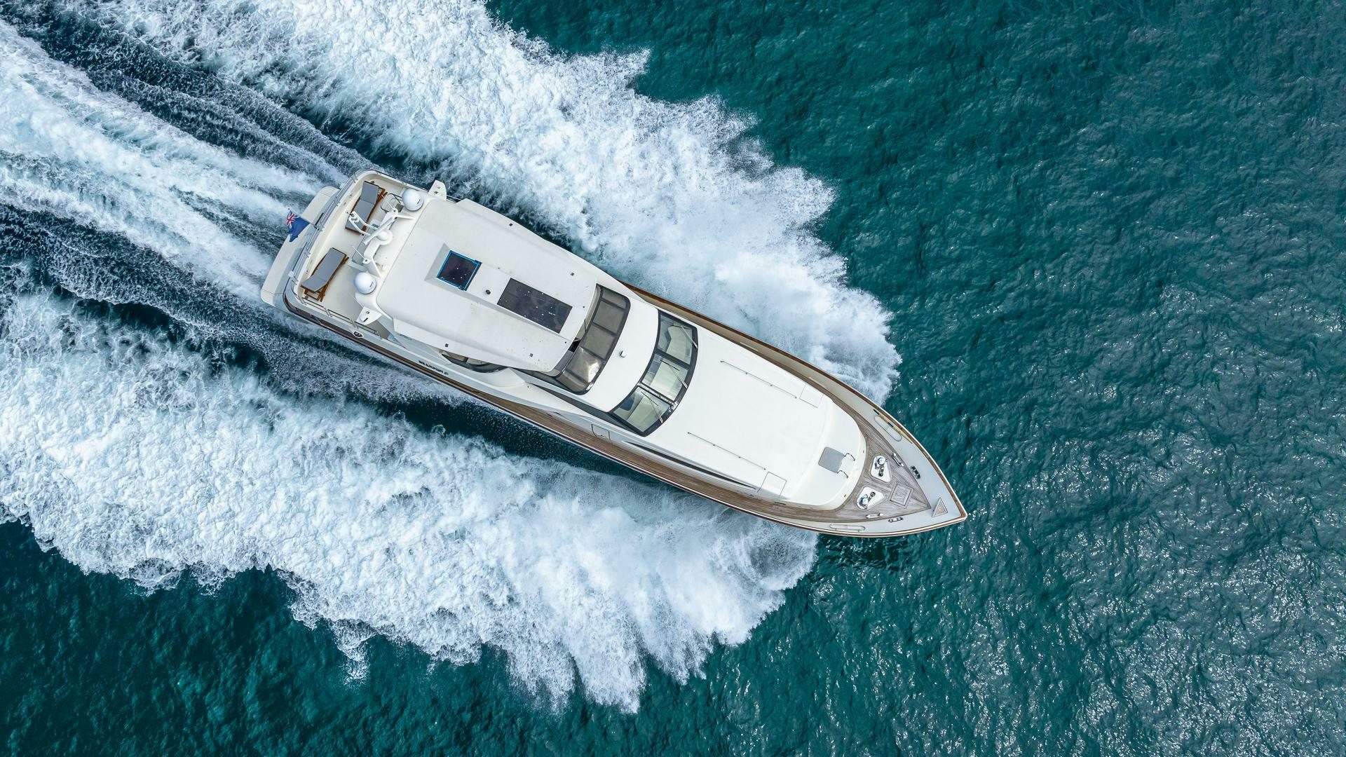 a high angle view of a boat aboard 100 AZIMUT JUMBO Yacht for Sale