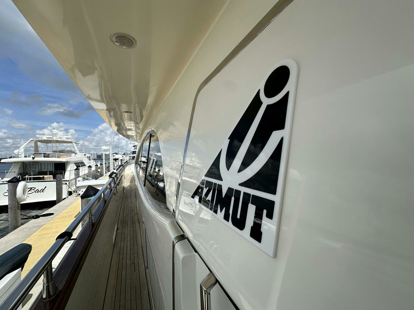a sign on a boat aboard 100 AZIMUT JUMBO Yacht for Sale
