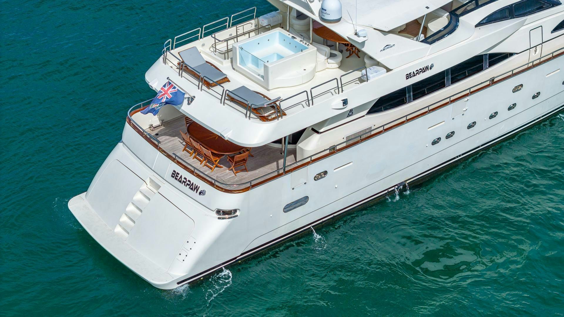 a large white boat on the water aboard 100 AZIMUT JUMBO Yacht for Sale