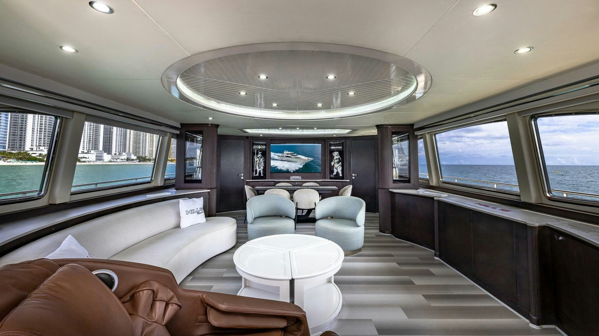 inside of a car aboard 100 AZIMUT JUMBO Yacht for Sale
