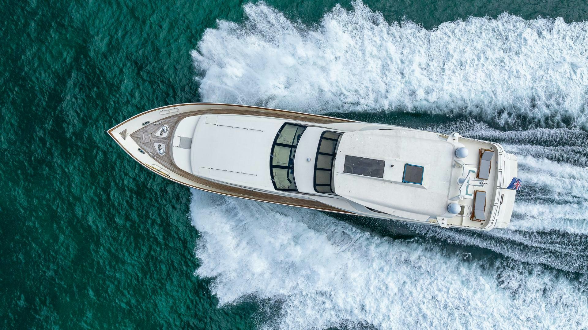 a high angle view of a boat aboard 100 AZIMUT JUMBO Yacht for Sale