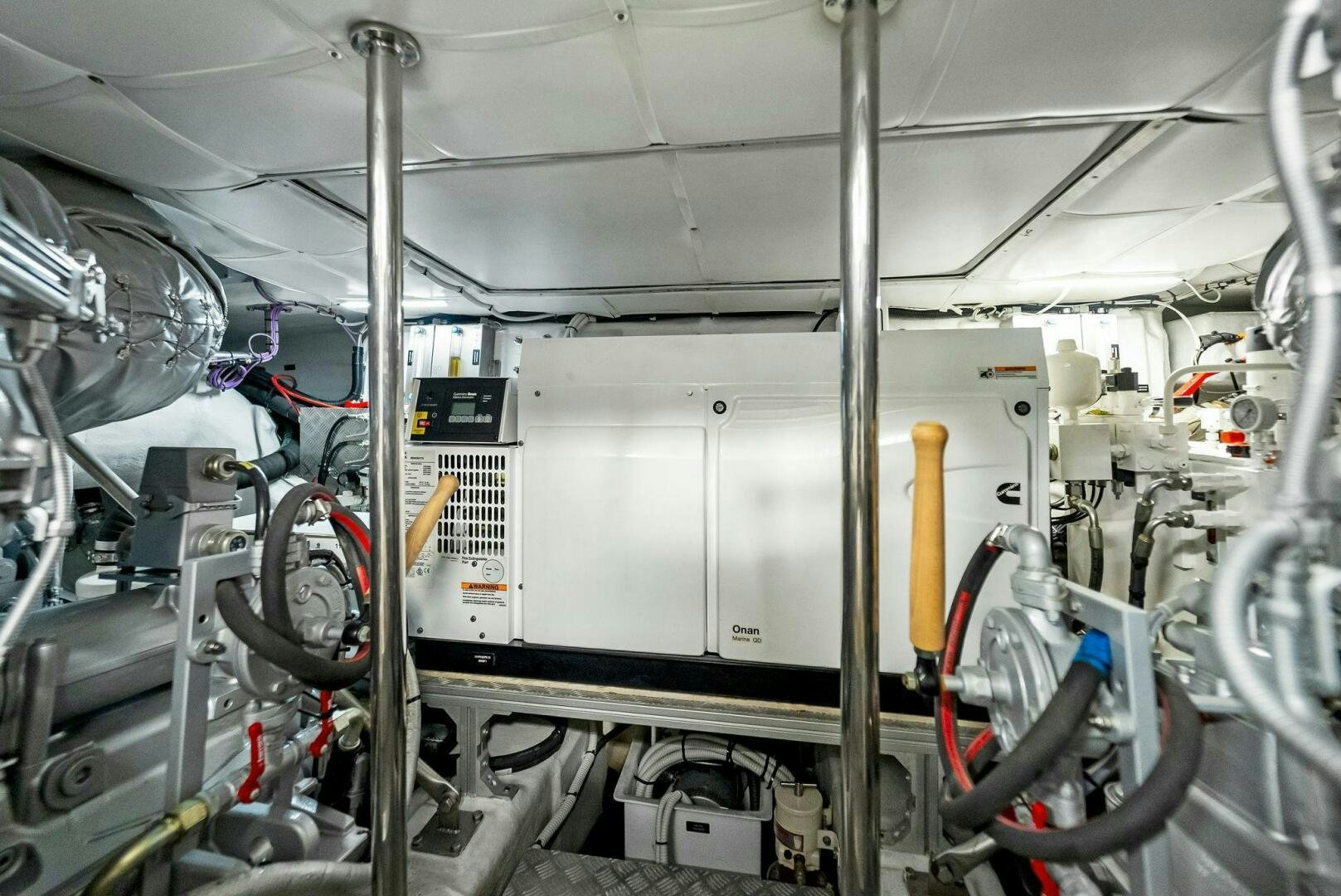 a large room with machinery aboard G Yacht for Sale