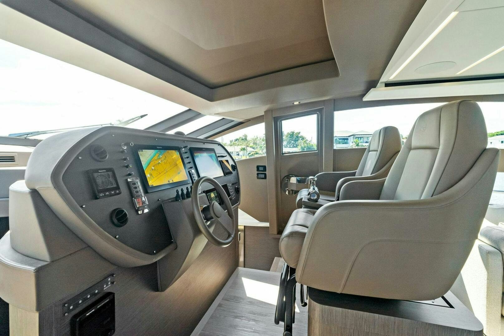 inside of a car aboard G Yacht for Sale