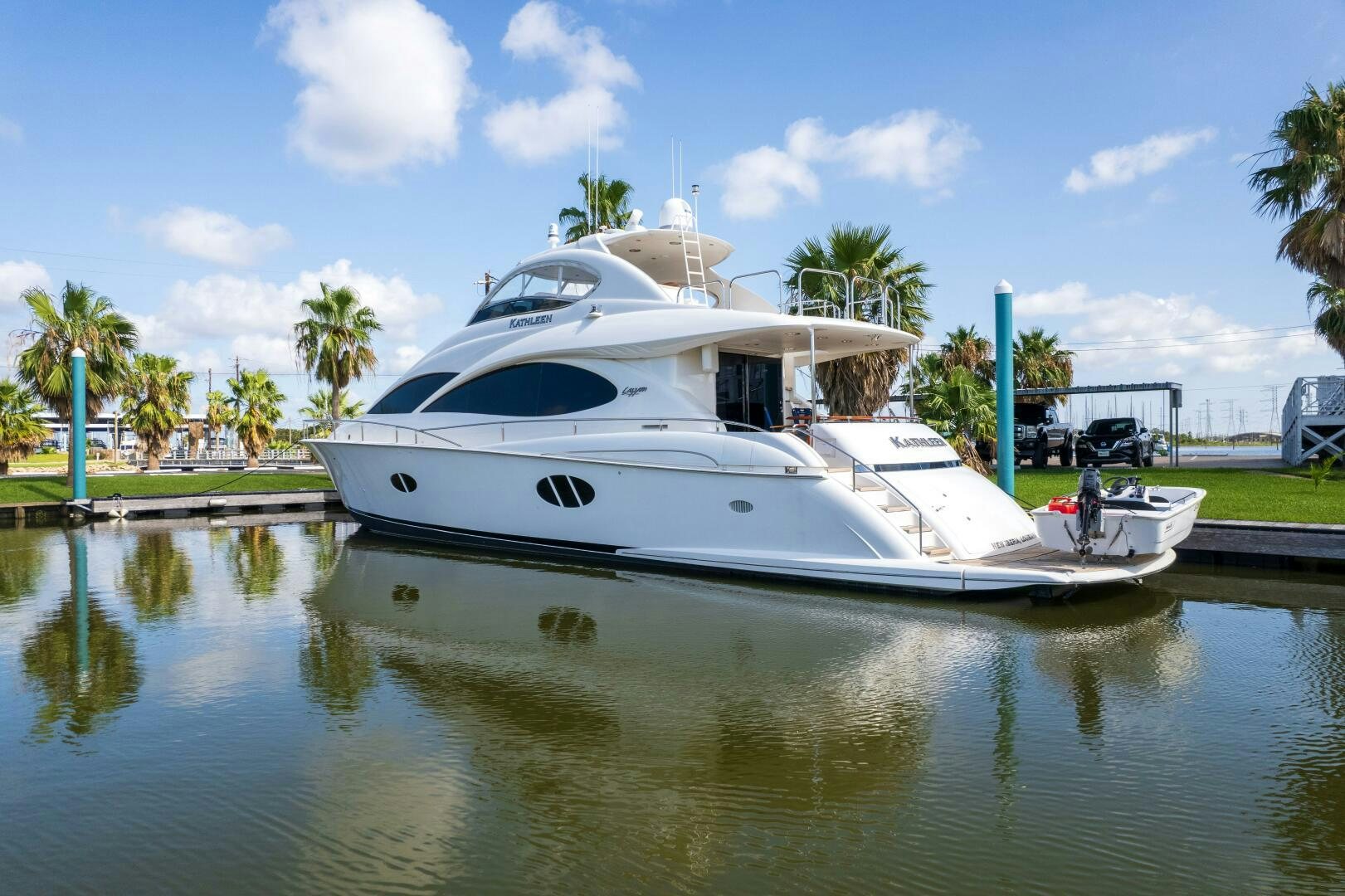 a boat docked at a pier aboard KATHLEEN Yacht for Sale