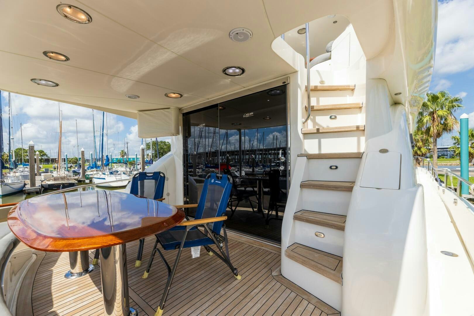 a room with a table and chairs aboard KATHLEEN Yacht for Sale