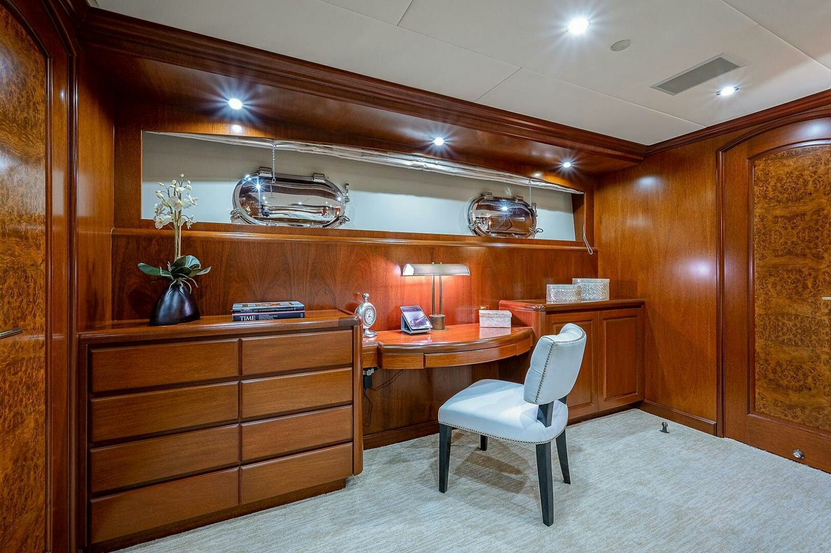 a room with a desk and a chair aboard LA SIRENA Yacht for Sale