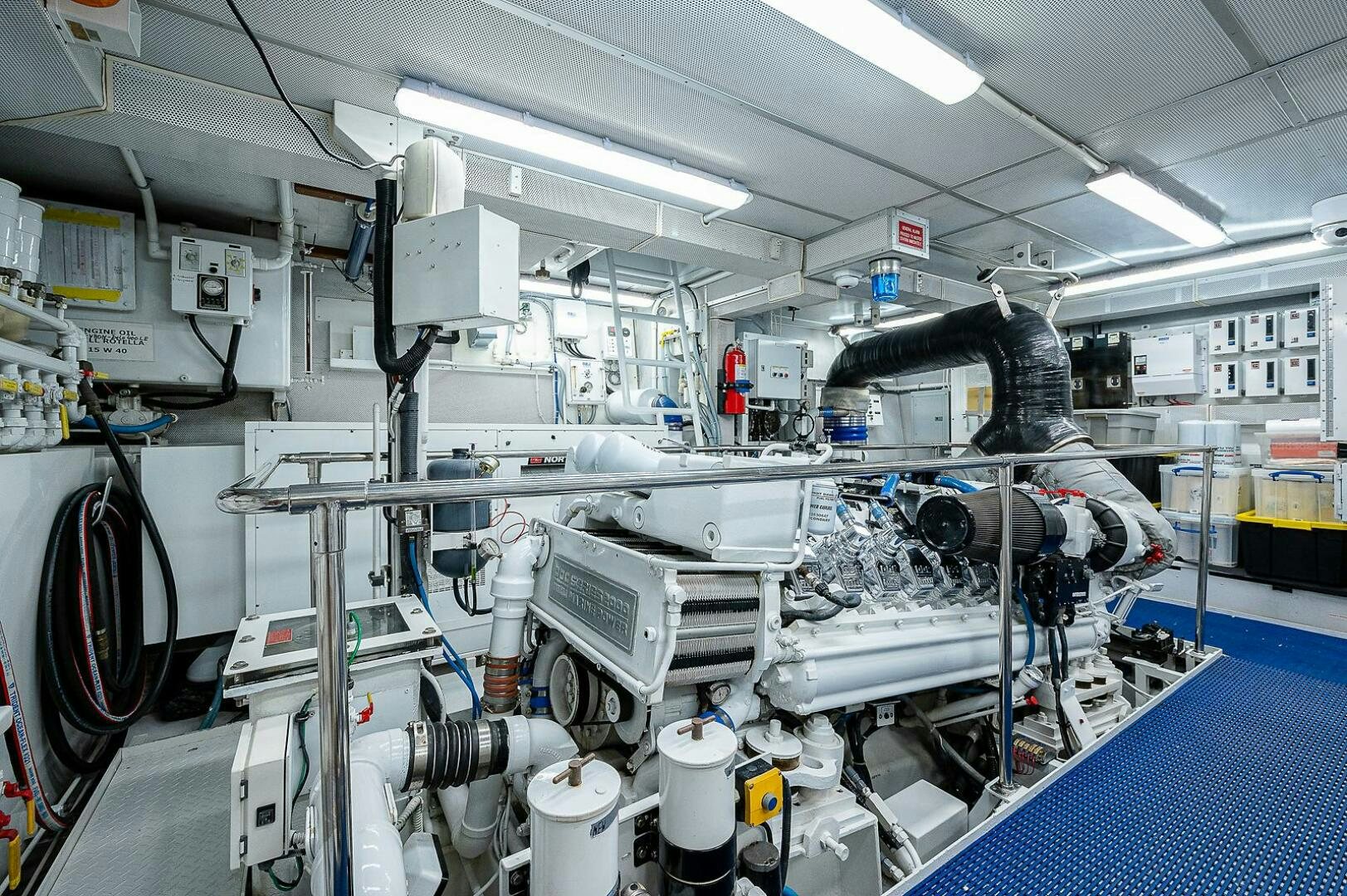 a large machine in a room aboard LA SIRENA Yacht for Sale