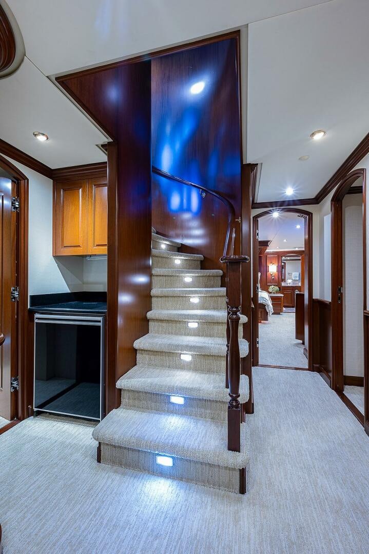 a staircase in a house aboard LA SIRENA Yacht for Sale