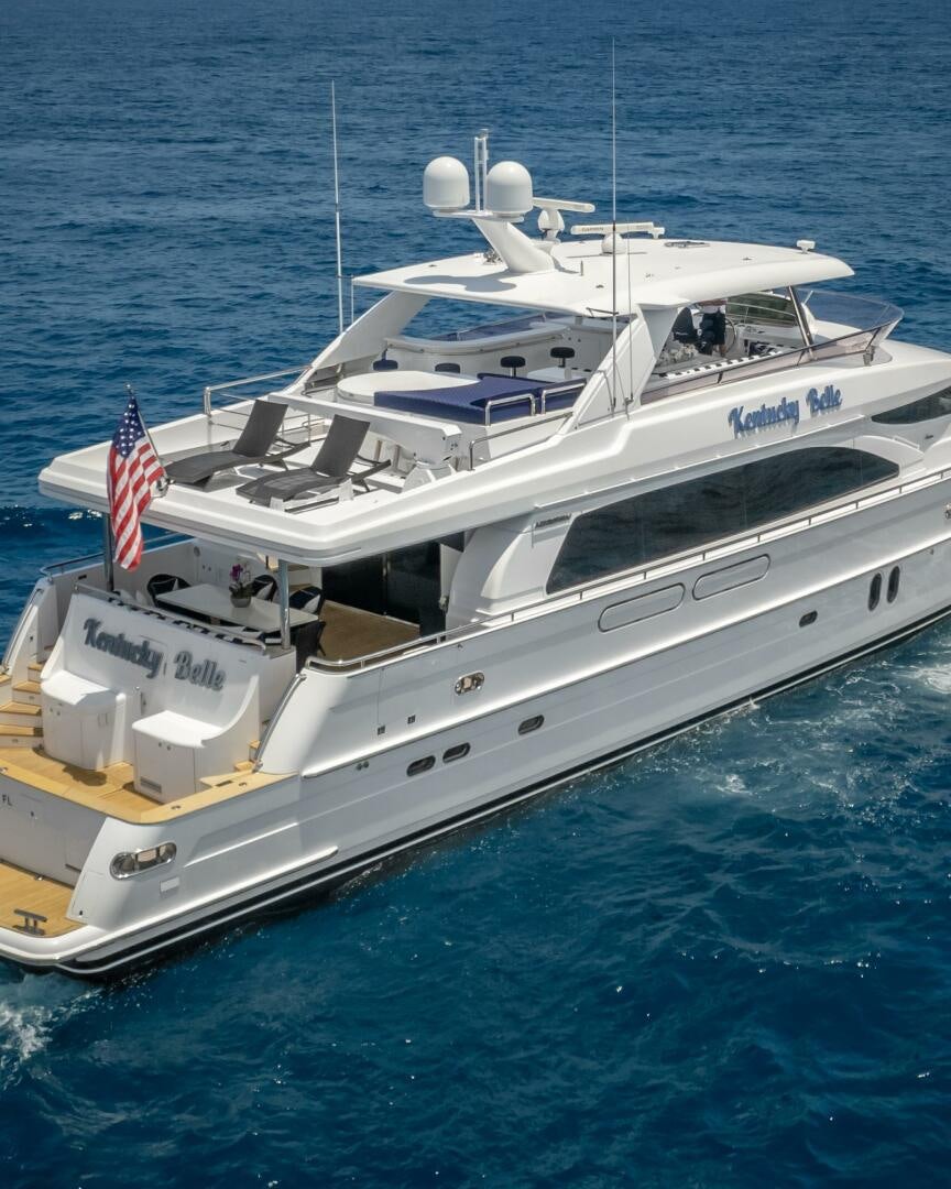 a white boat in the water aboard KENTUCKY BELLE Yacht for Sale