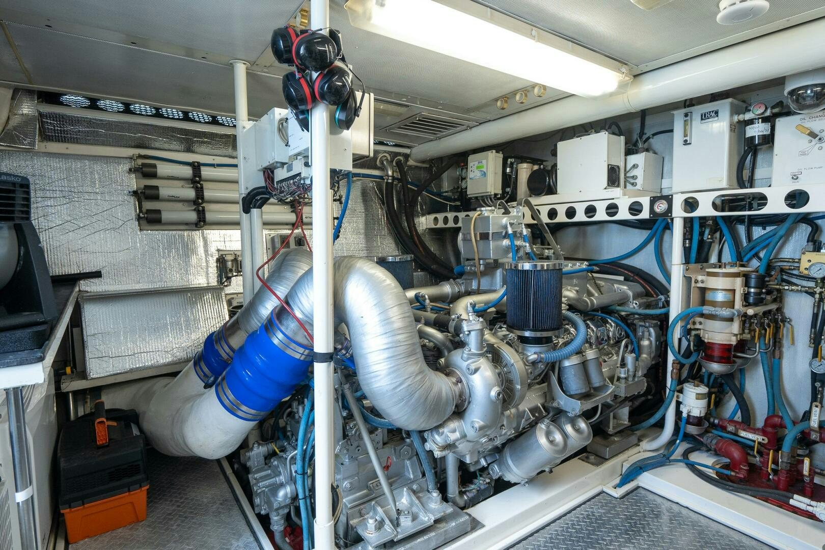 a machine with a large pipe aboard PRESTIGE WORLDWIDE Yacht for Sale