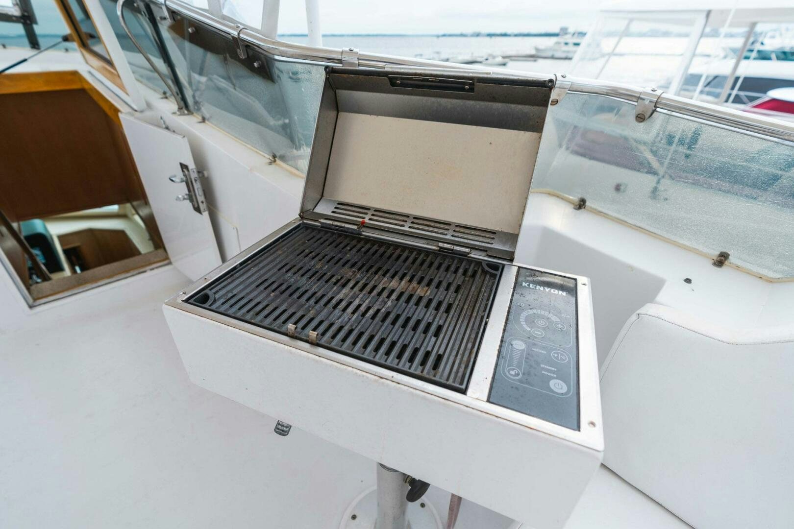 a black and silver grill aboard KRAKEN Yacht for Sale