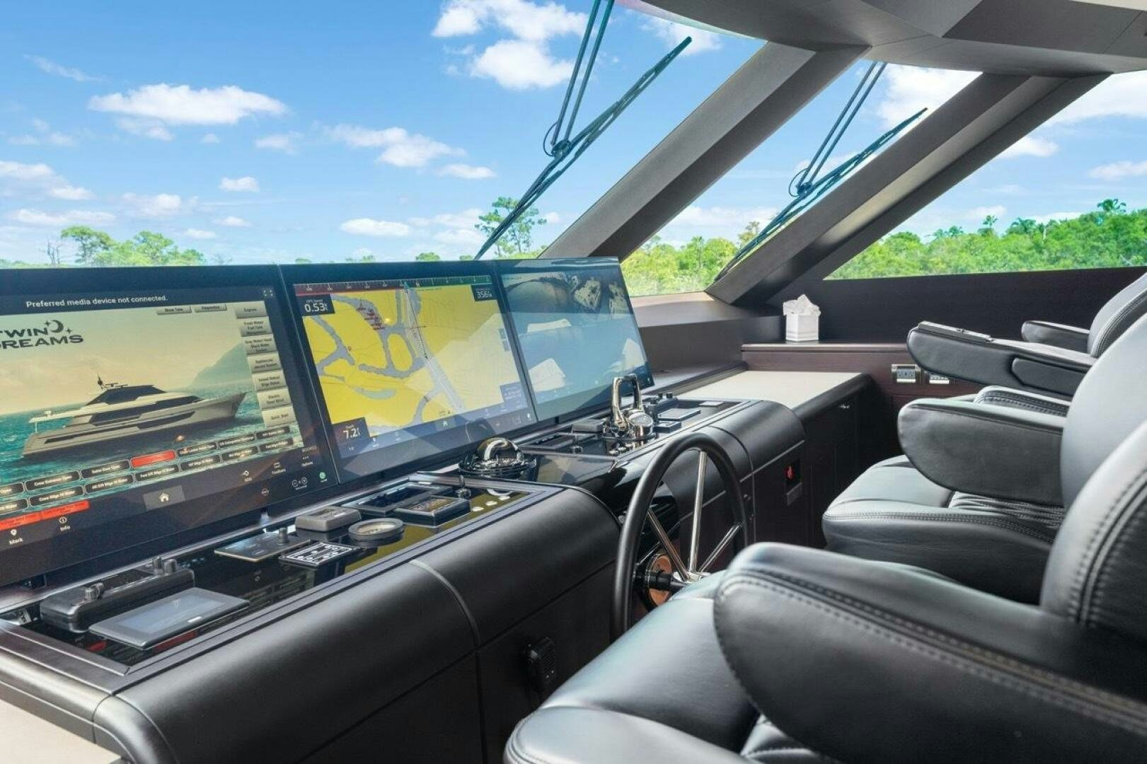 inside of a car aboard LADY G Yacht for Sale