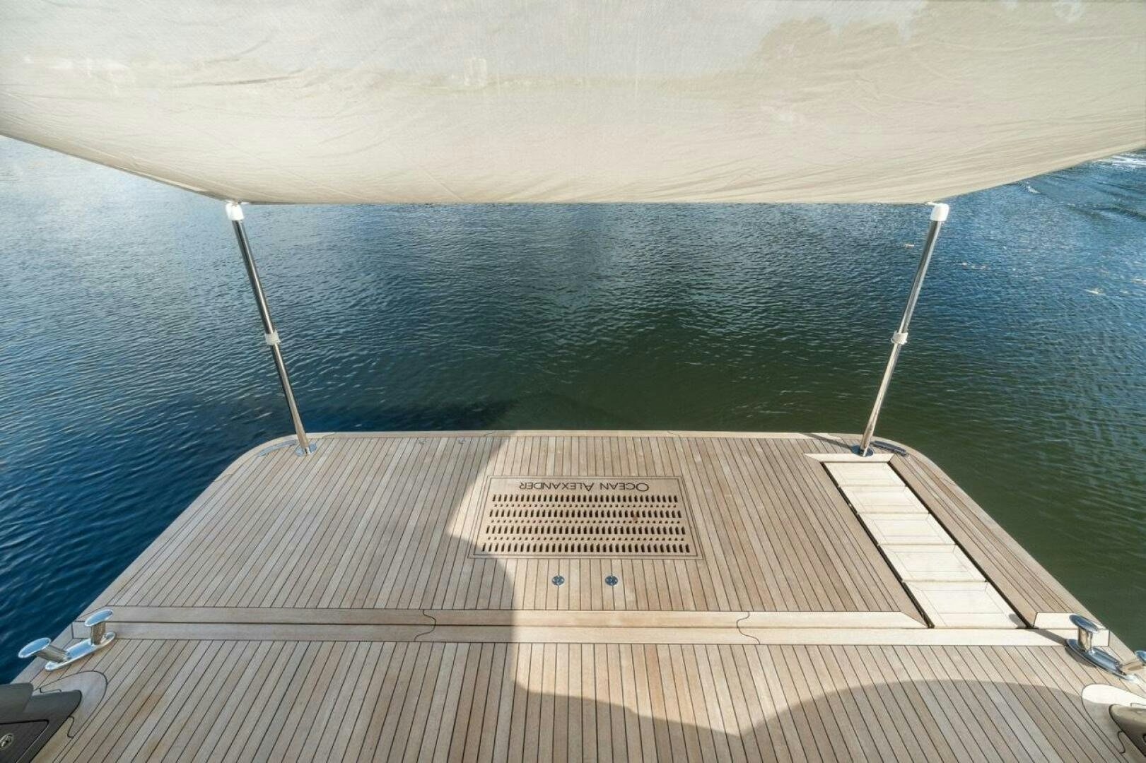 a wooden dock over a body of water aboard LADY G Yacht for Sale