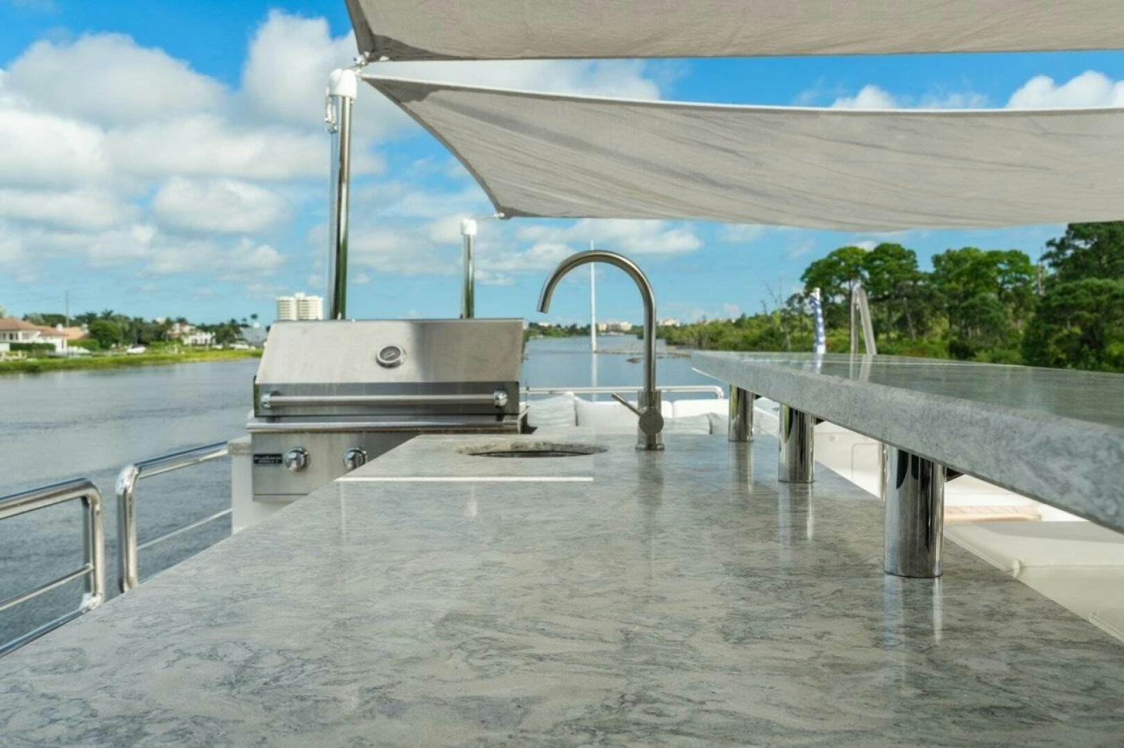 a metal structure on a dock aboard LADY G Yacht for Sale