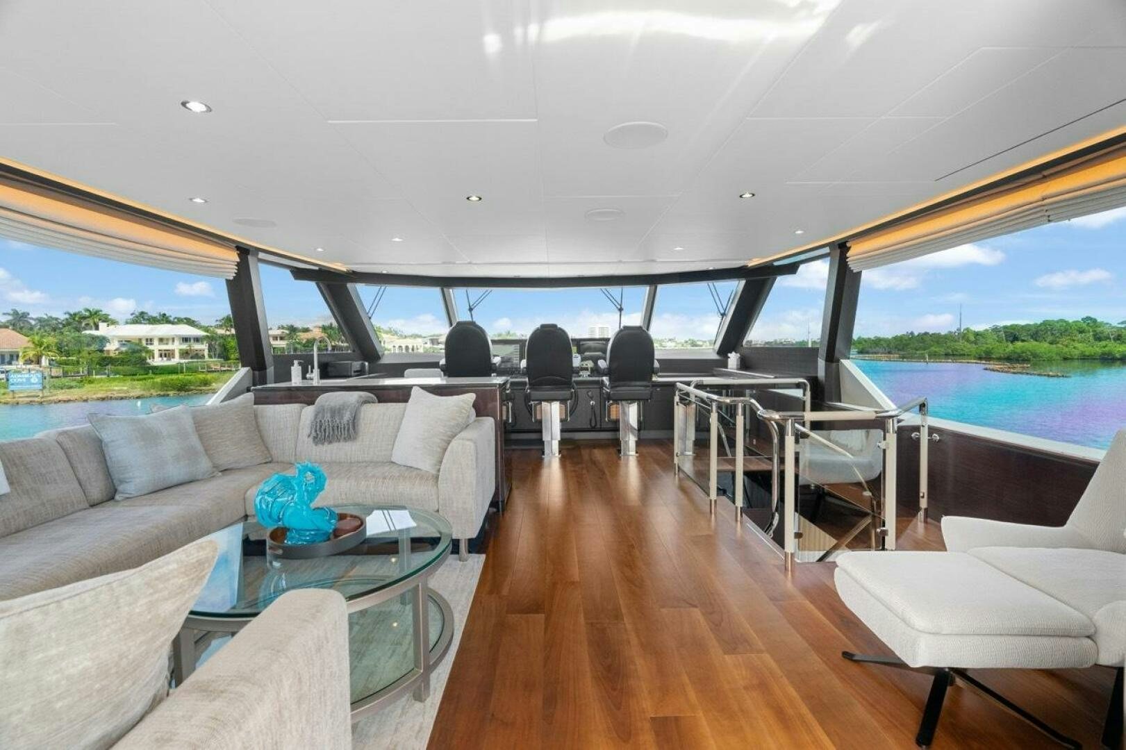 a boat with a table and chairs aboard LADY G Yacht for Sale