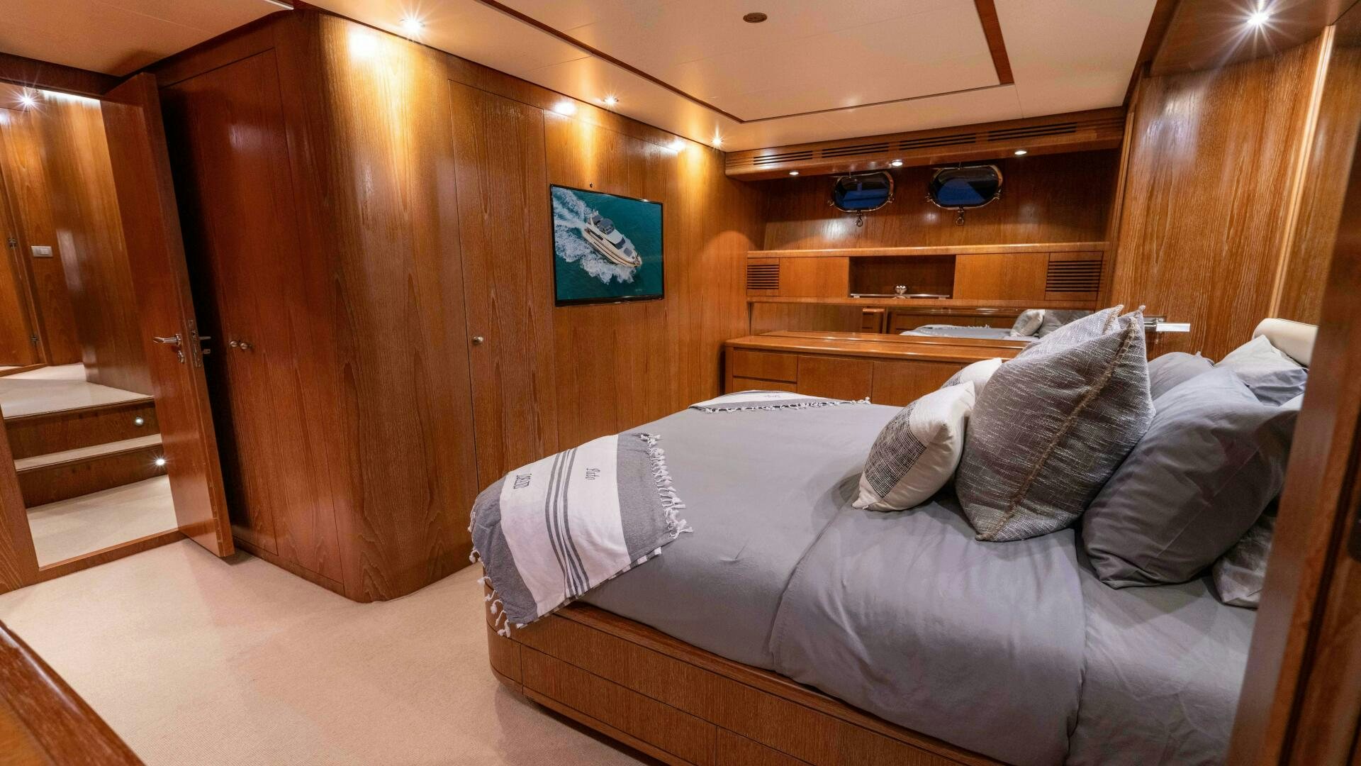 a bed in a cabin aboard LOSAND Yacht for Sale