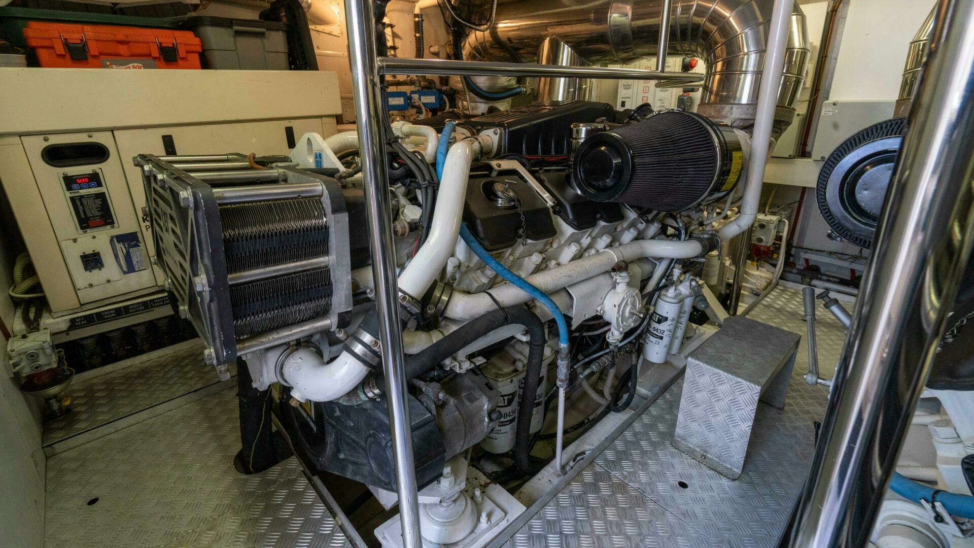 a machine with a large metal cylinder aboard LOSAND Yacht for Sale