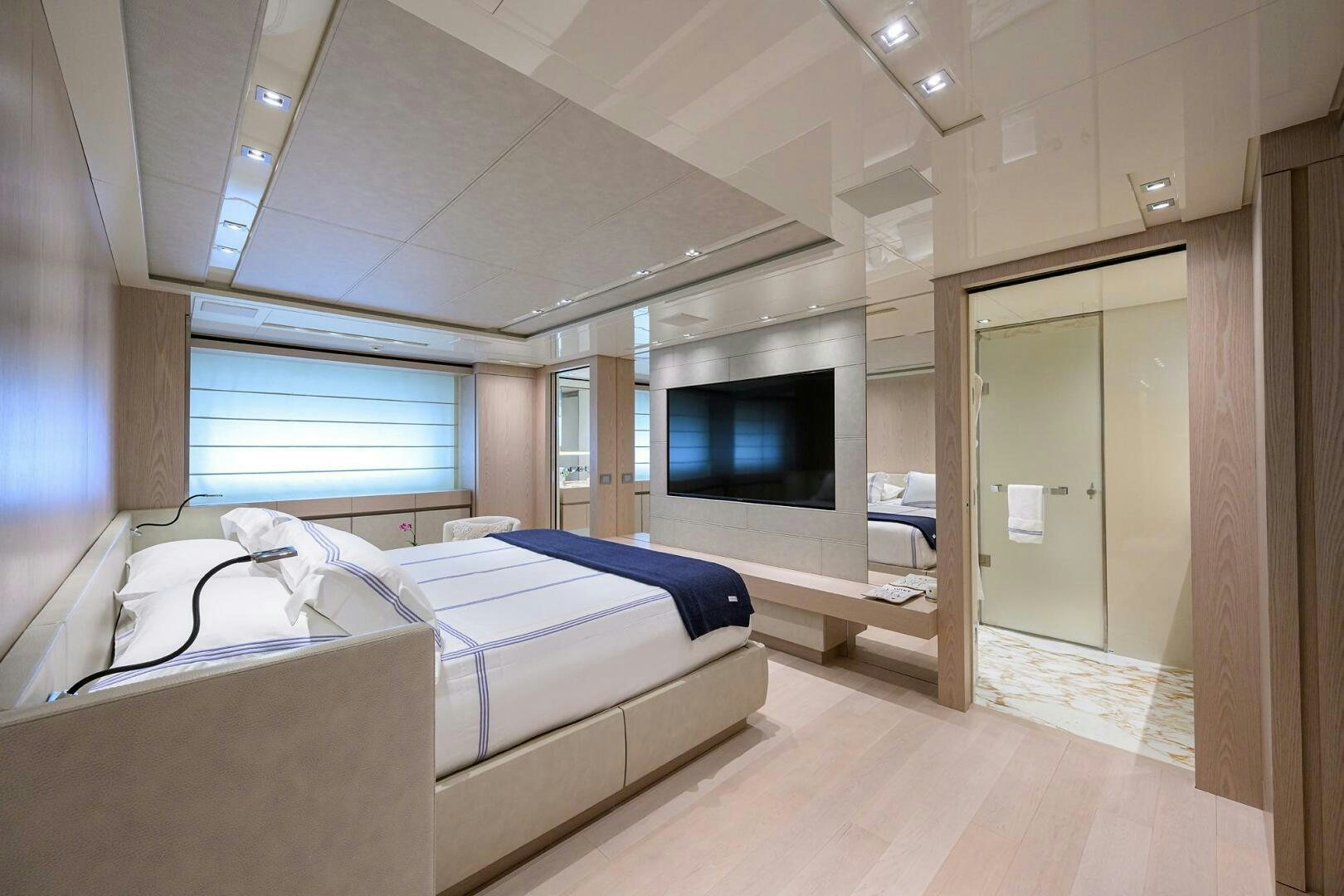 a hospital room with beds aboard GLORY Yacht for Sale
