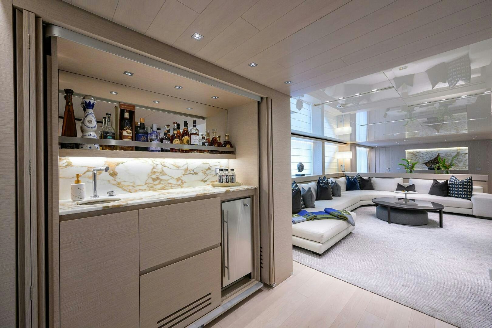 a modern looking kitchen aboard GLORY Yacht for Sale