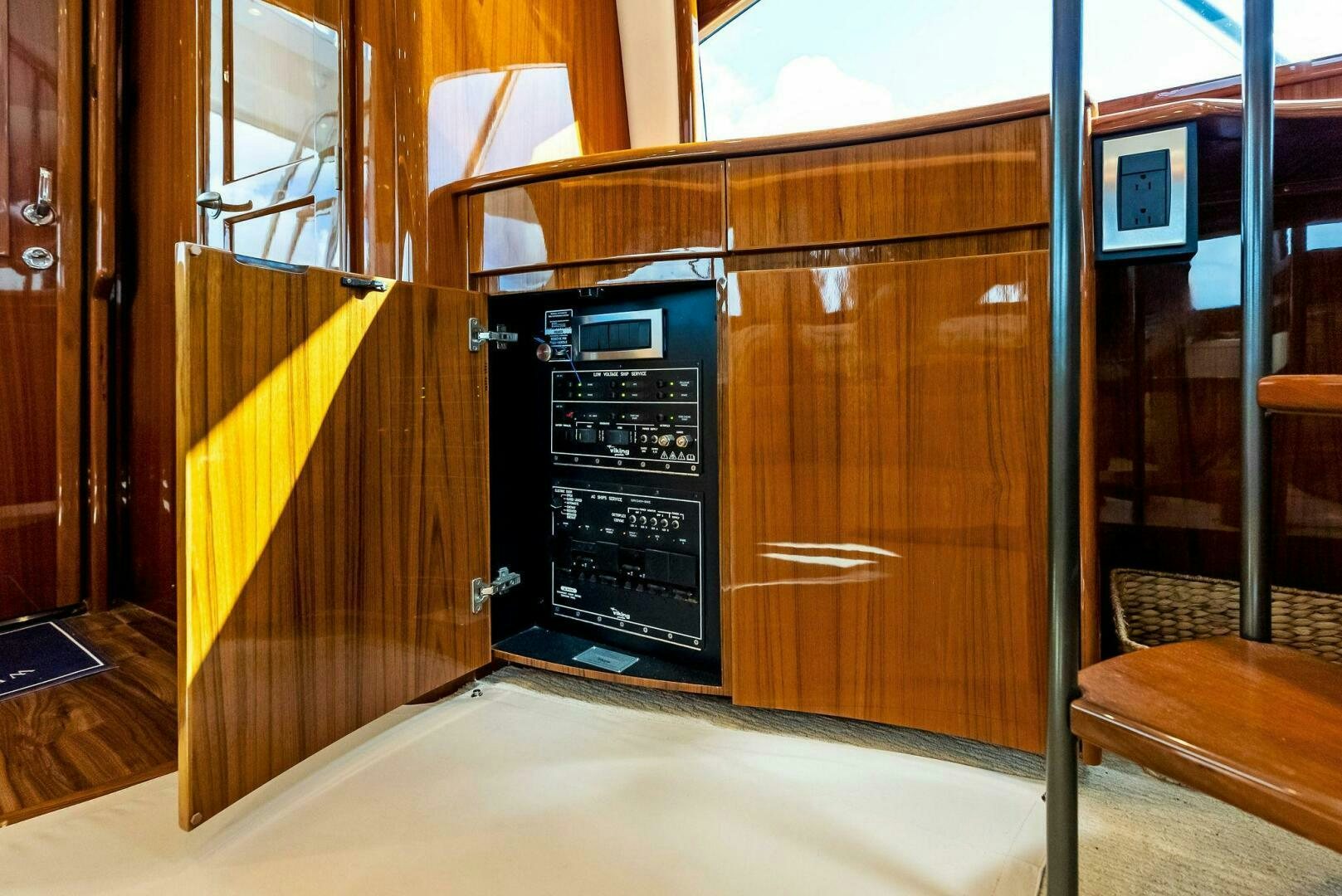 a room with a sliding door aboard PRINCESS LILY Yacht for Sale
