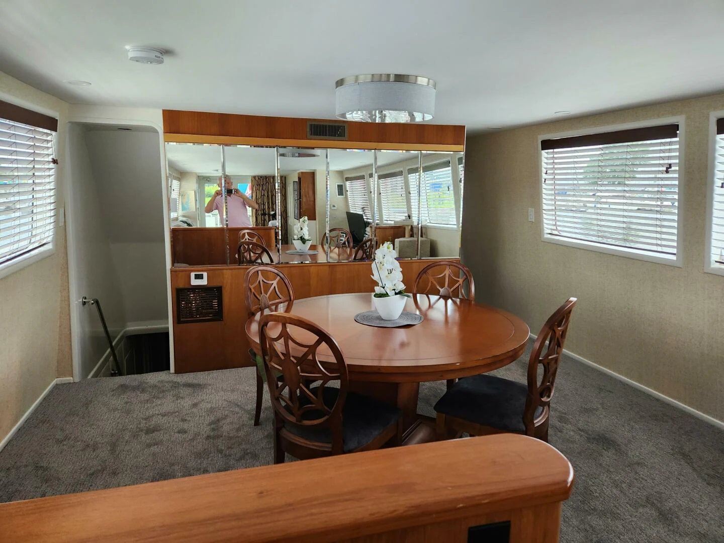 a dining room with a table aboard PIER PRESSURE Yacht for Sale