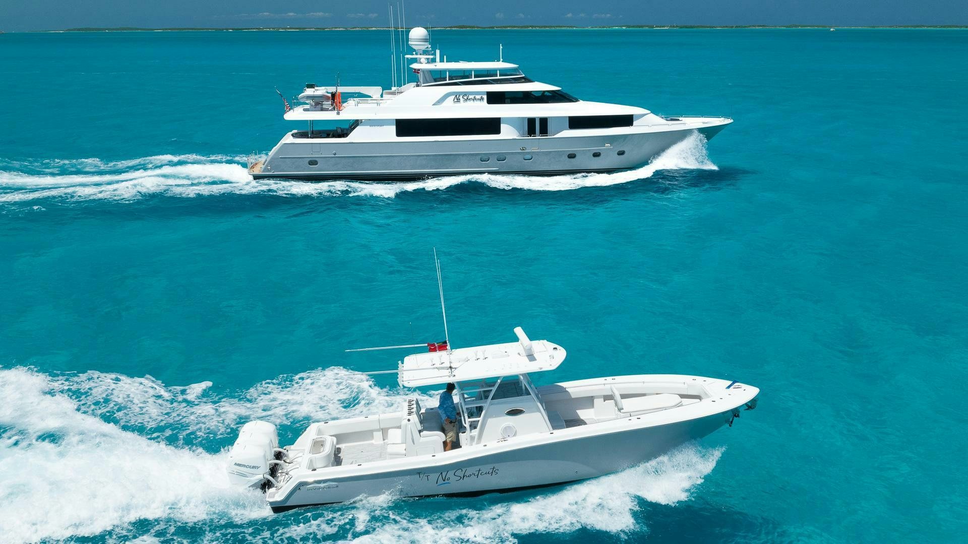 a boat on the water aboard NO SHORTCUTS Yacht for Sale