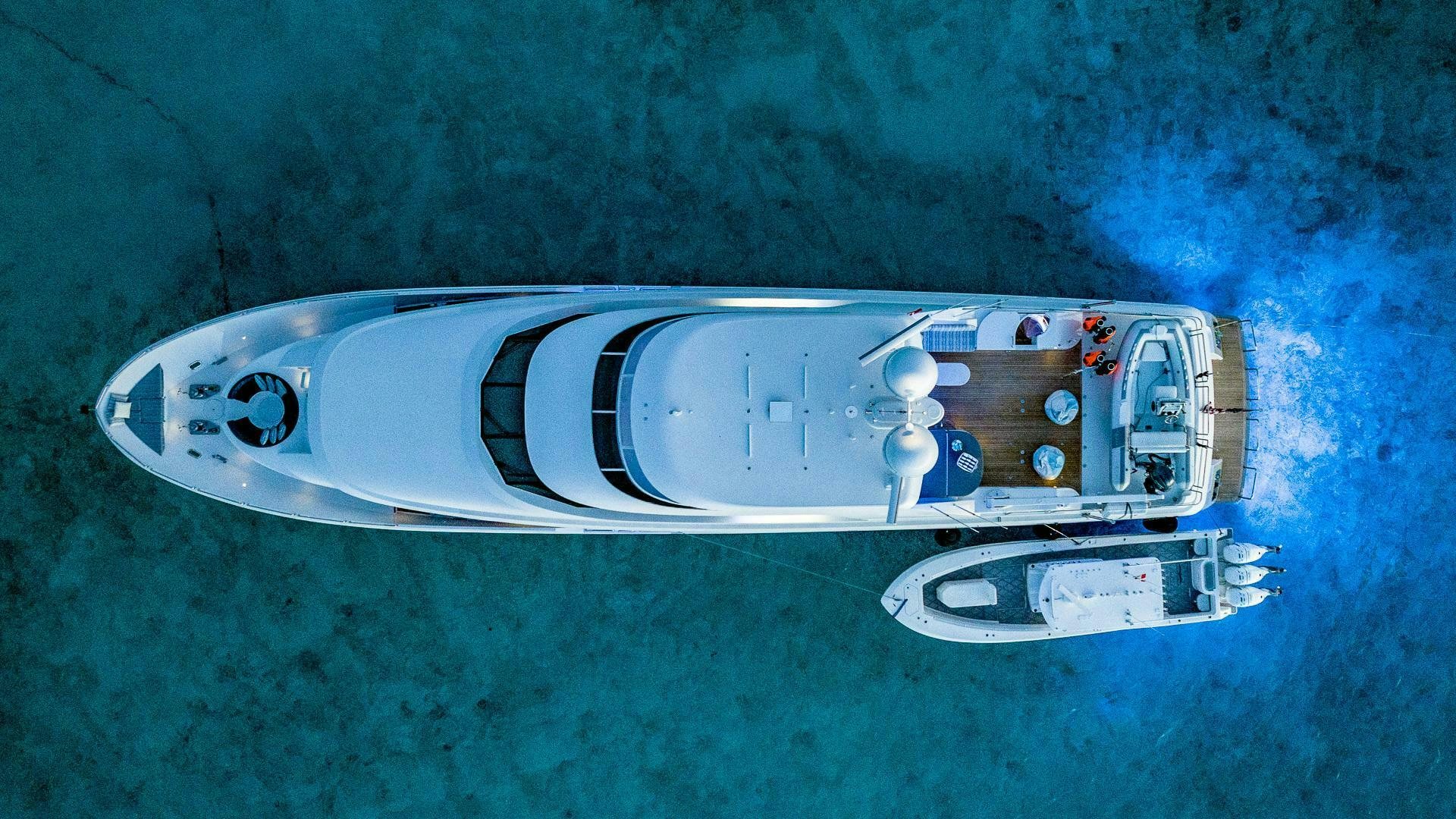 a space ship in the water aboard NO SHORTCUTS Yacht for Sale